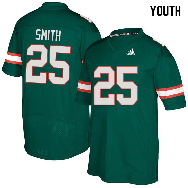 Youth Miami Hurricanes #25 Derrick Smith College Football Jerseys Sale-Green - Click Image to Close